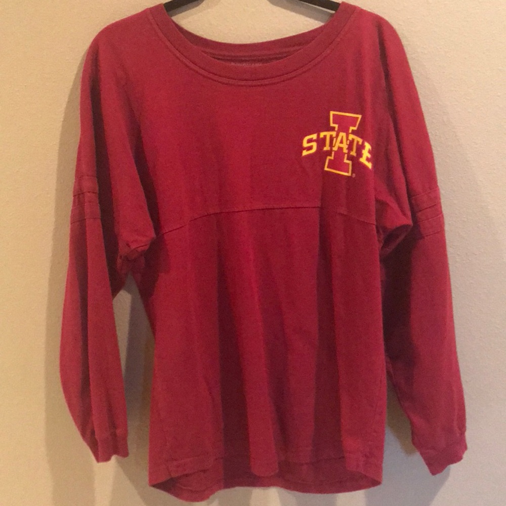 Oversized red long sleeve Iowa state shirt